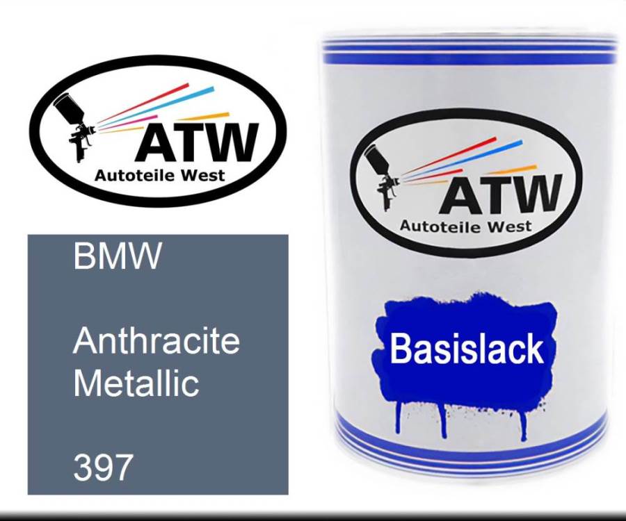 BMW, Anthracite Metallic, 397: 500ml Lackdose, von ATW Autoteile West.